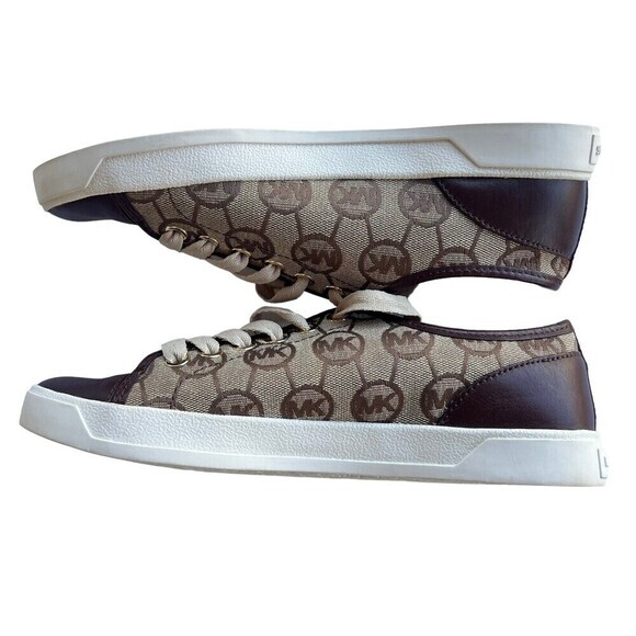 MICHAEL KORS City Sneaker Signature MK Jacquard Brown Size 6.5‎ - Picture 11 of 16
